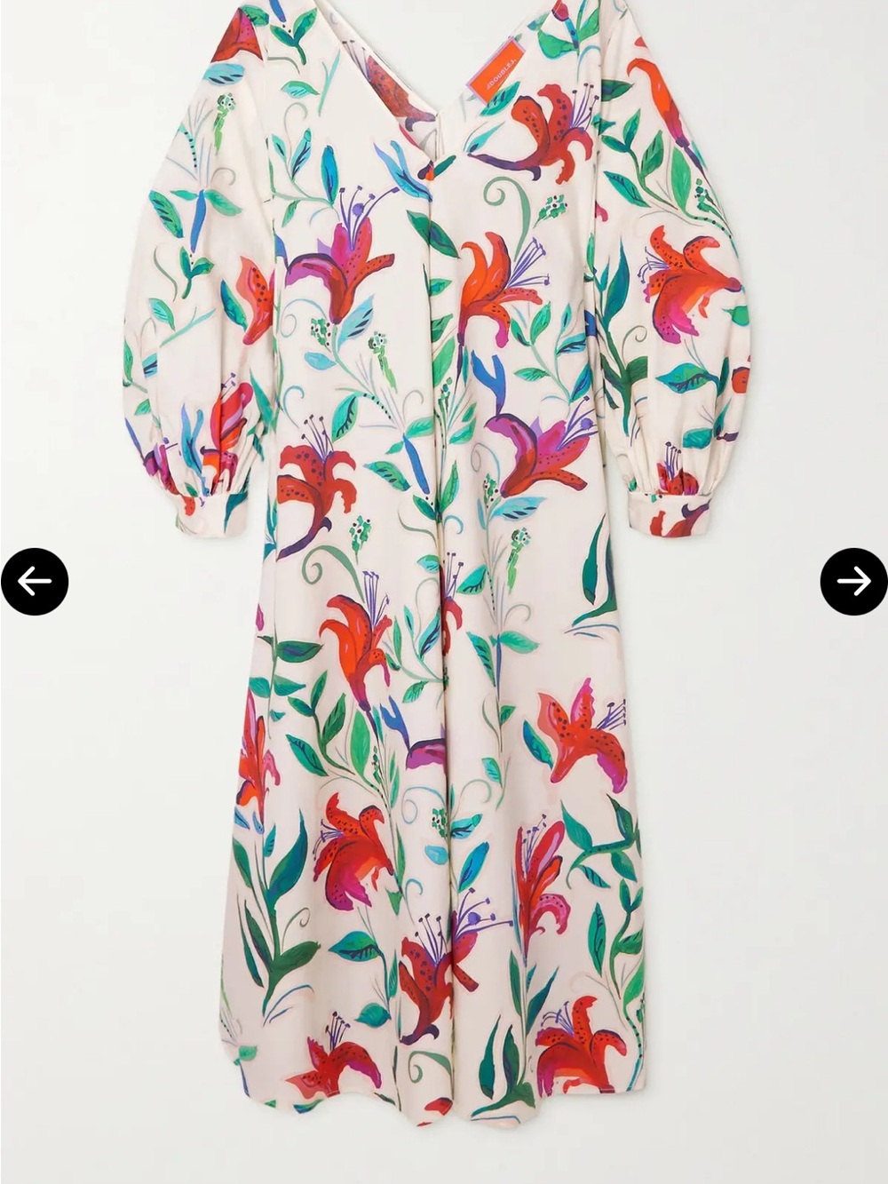 La Double J Floral V-Neck bali cotton polin Dress sz small EUC
